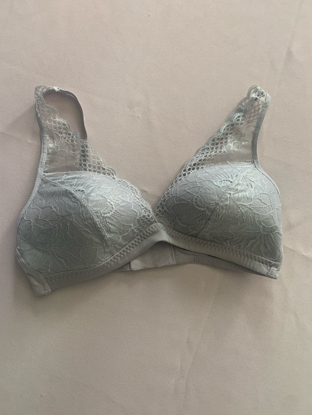 Ambrielle Lace Wireless Bra in Light Gray